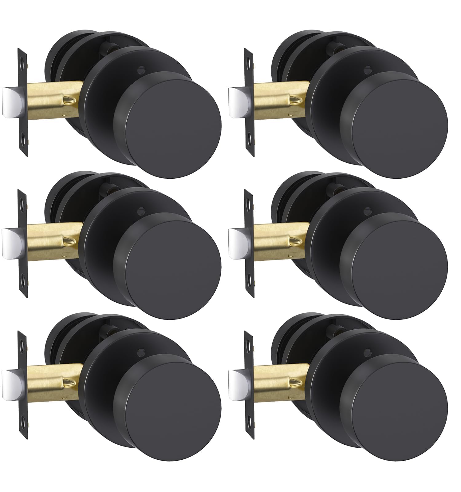 Goldenwarm Matte Black Door Knobs - 6 Pack -1