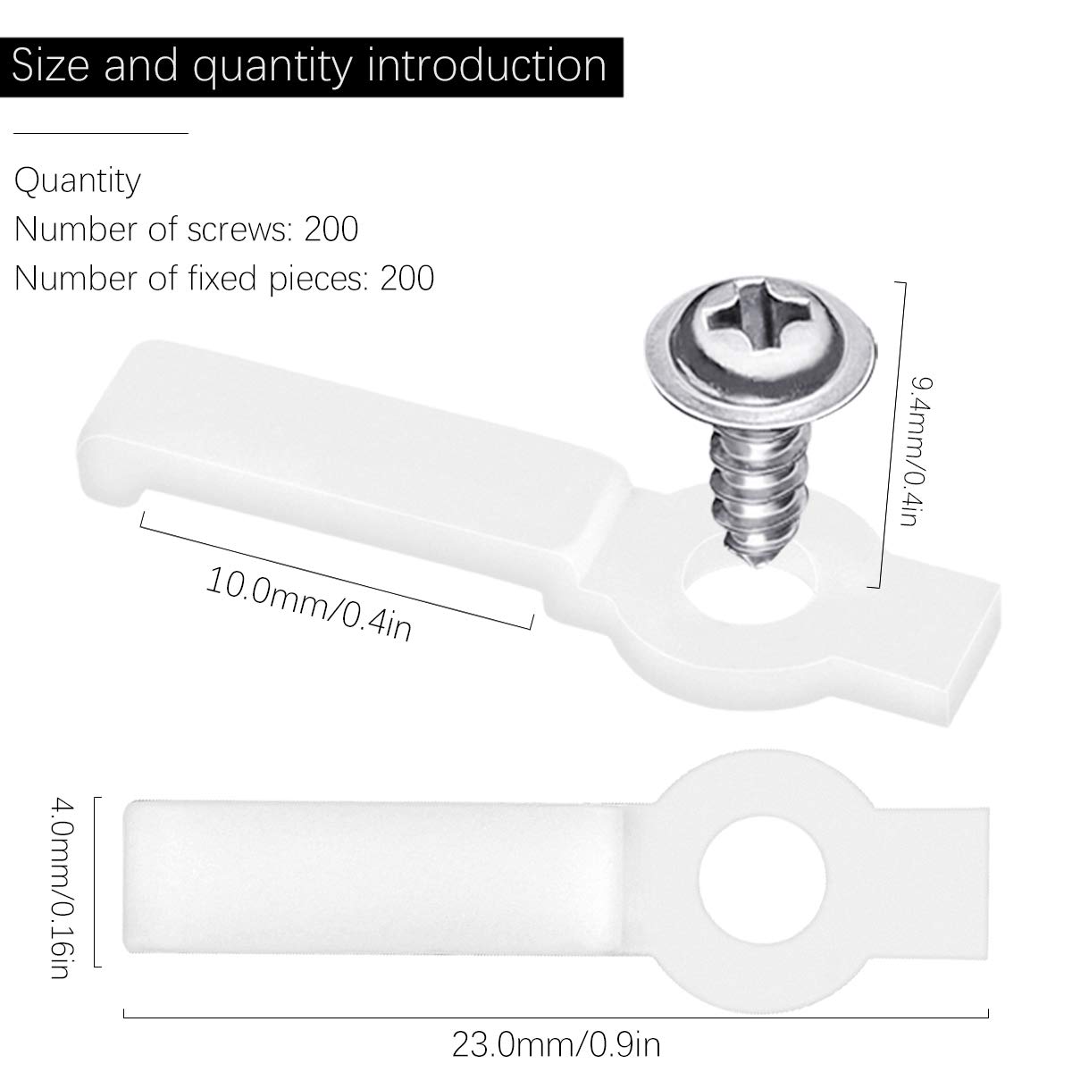 DOERDO 200 Pieces LED Light Clip Light Strip Mounting Bracket Fixing Clips, with 200 Pieces Screws, for Fixing 10mm Wide Non-Waterproof 3528/5050 LED Light Strip