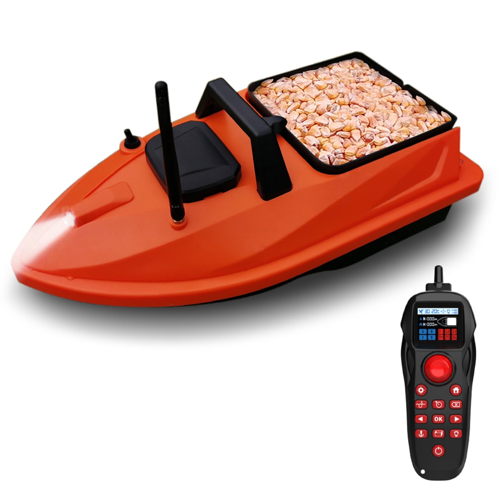 POENVFPO GPS Beidou Smart Bait Boat, Drone da Pesca RC con Ritorno Automatico e Portata Remota di 500 M, Luci Notturne, Cruise Control, con Doppio Posizionamento per un Preciso (12000mAh)