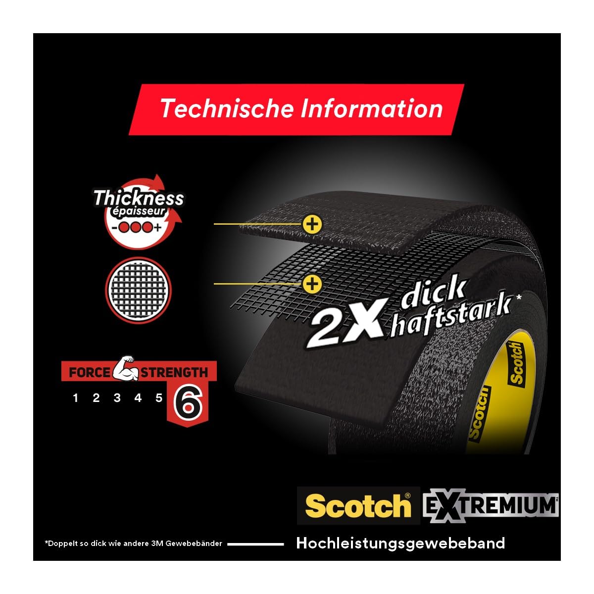 Scotch Ruban adhésif de réparation pour plastiques 25 m x 48 mm noir