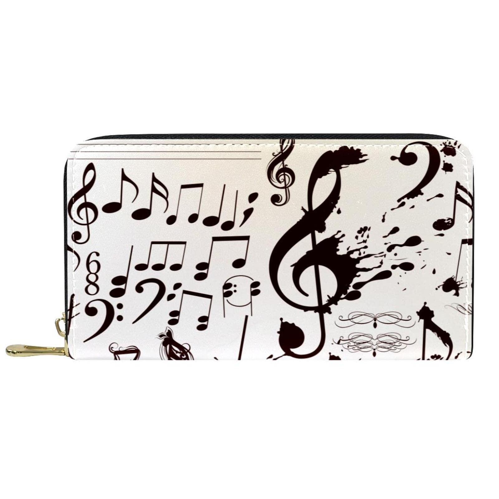 Long portefeuille classique en cuir avec notes de musique pour voyage, porte-monnaie, carte, sac à monnaie tendance pour homme et femme, multicolore, 19x11.5x2.5cm/7.5x4.5x1in, Classique