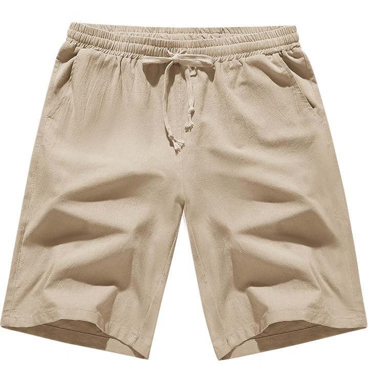 Yuson Girl Pantlaoncini Uomo Lino Cotone Pantaloni Corti Uomo Estivi Casual Leggeri Pantaloncini Comodo Tinta Untia Shorts Uomo Eleganti Pantalone Corto con Coulisse e Tasche