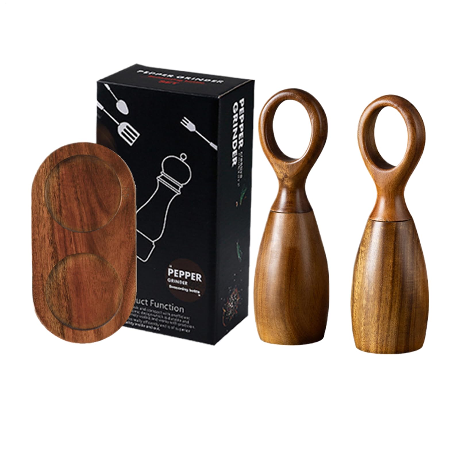 Molino Para Pimienta De Madera 2 Piezas De Madera, Grosor Ajustable Manual | Set De 2 Molinillos De Pimienta Manuales Cocina Cocinar Condimentar Parrilla Hogar Restaurante Barbacoa Triturar Mezcla