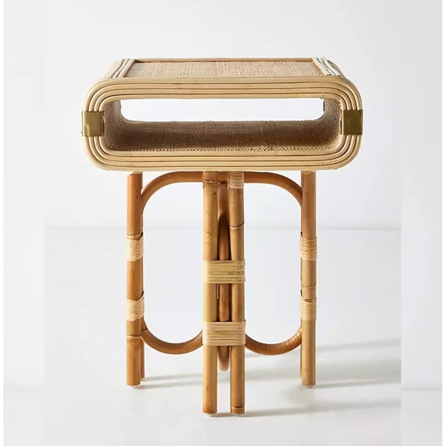 rattan side table, 46 cm x 41 cm x 56 cm size - Multicolour