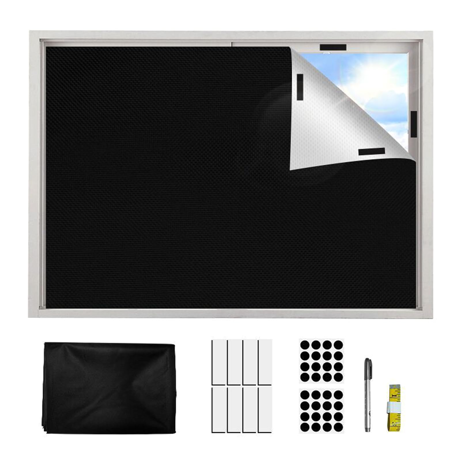 Pangboer Multicolor To Fit Window Curtain Panel With Portable Hook And Loop Setup, Silver Back Layer, Light Control For Small Openings Doorway Privacy Panel Renter Drape Trim To Size Silver