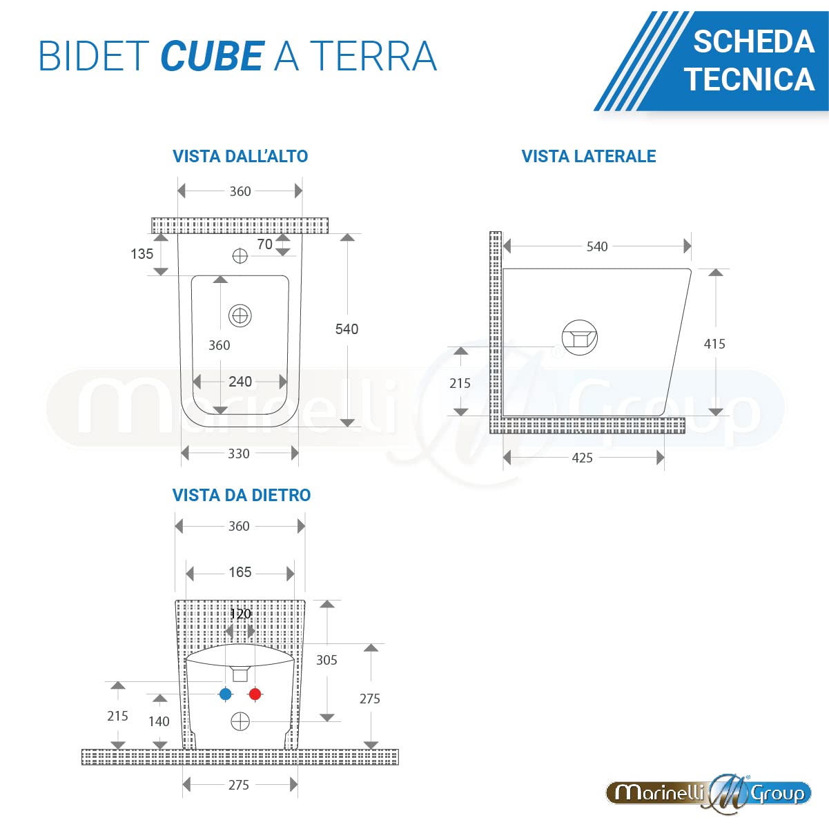 CUBE Sanitari Bidet Vaso WC ceramica RIMLESS sedile coprivaso softclose