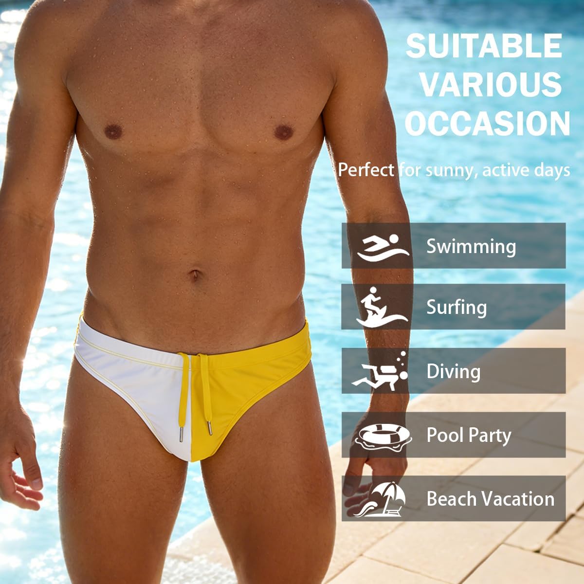 YINYOUYU Mens Swim Briefs Bikini Drawstring Swimwear Beach Board Surf Quick Dry Swimsuits Trunks - Image 6