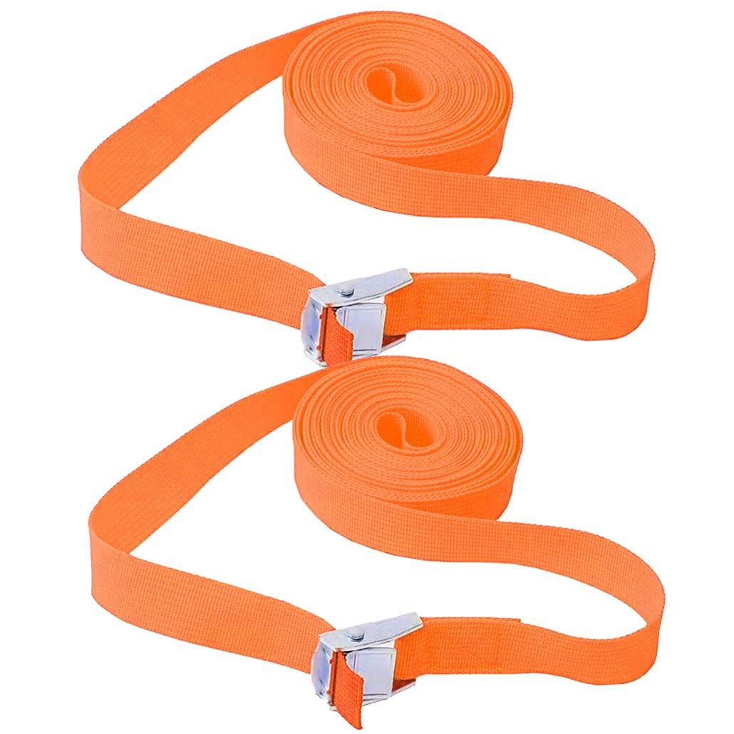 2 confezioni di cinghie di ancoraggio con fibbia a camma in metallo, cinghie di ancoraggio for camion da carico, barche, motociclette, kayak, carico fino a 551 libbre(Oranje,6.0m/19.7Ft)