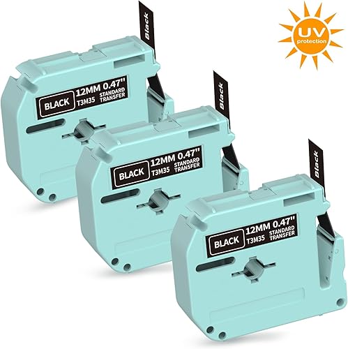 Cinta para etiquetadora M960, blanco sobre negro, paquete de 3, repuestos de etiquetas laminadas M960 compatibles con Brother PT-M95 PT-90 PT-90,