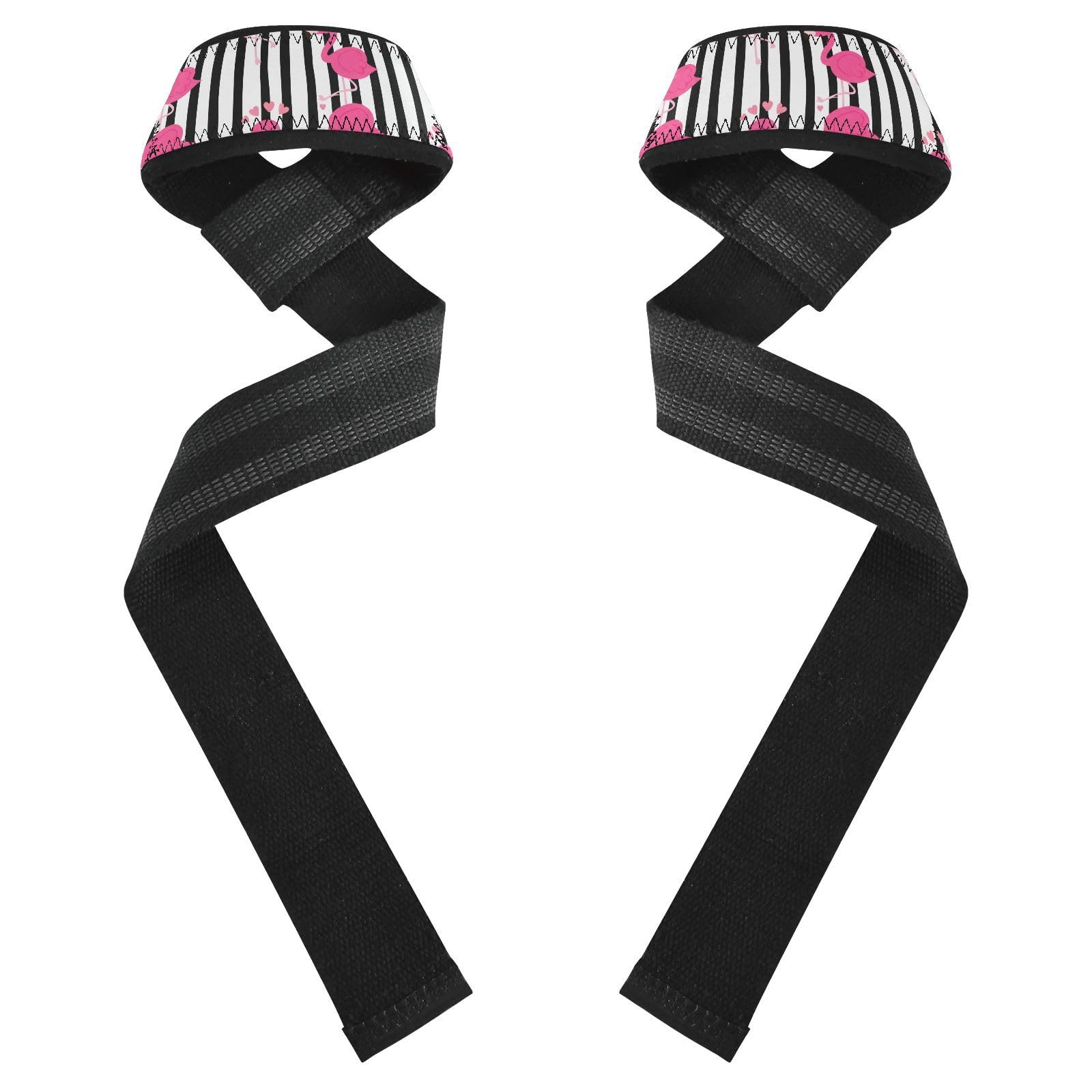STAYTOP Beautiful Flamingo Wrist Straps for Weightlifting,Lifting Straps with Neoprene Cushioned Wrist Padded and Anti-Skid Silicone for Strength Training,Bodybuilding,Deadlifting