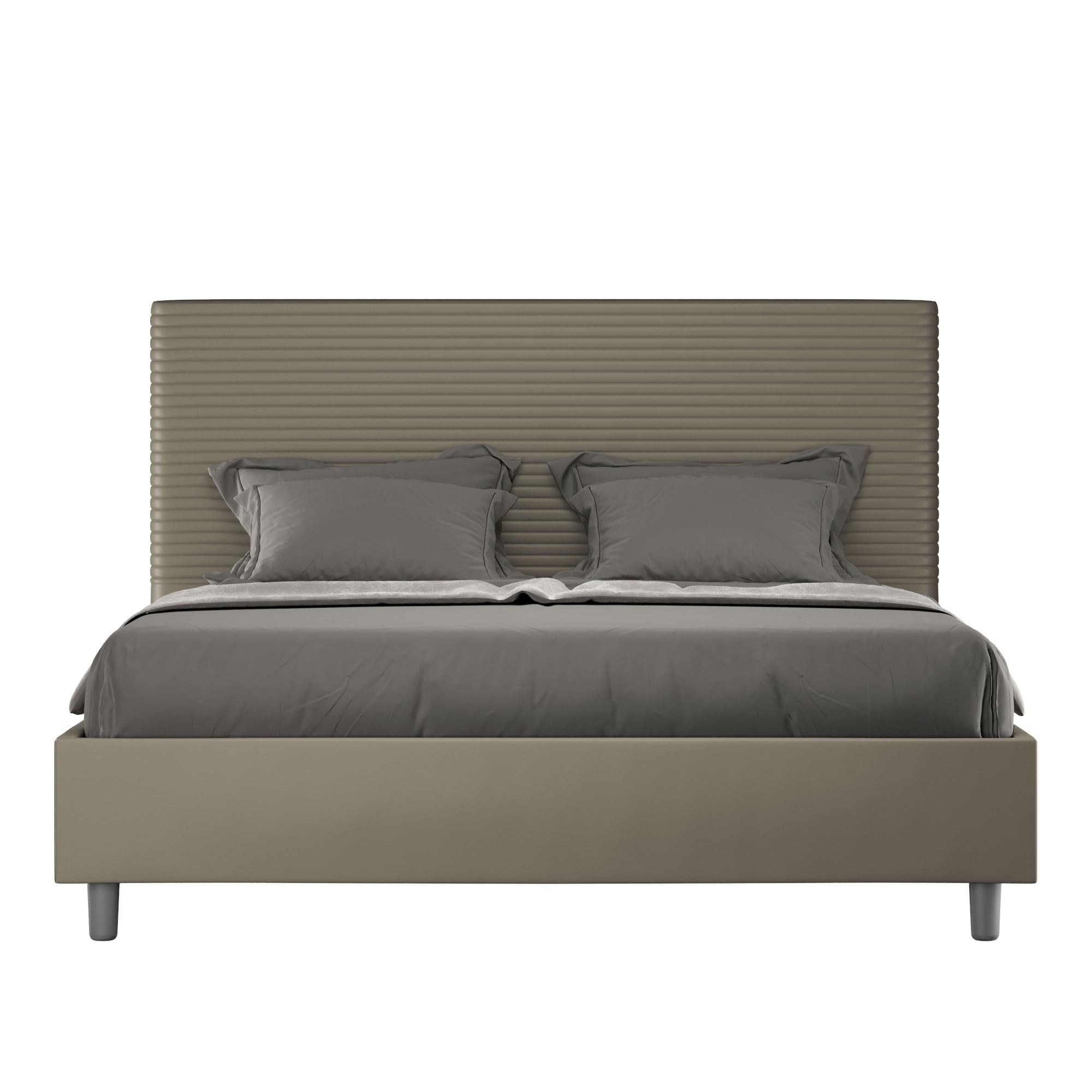 Letto matrimoniale francese contenitore imbottito 140x190 similpelle cappuccino