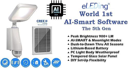 Miniatura 2 de 1000LM CREE LED 1st AI Smart 180 grados activado por movimiento al aire libre energía solar inundación punto de inundación estacionamiento jardín