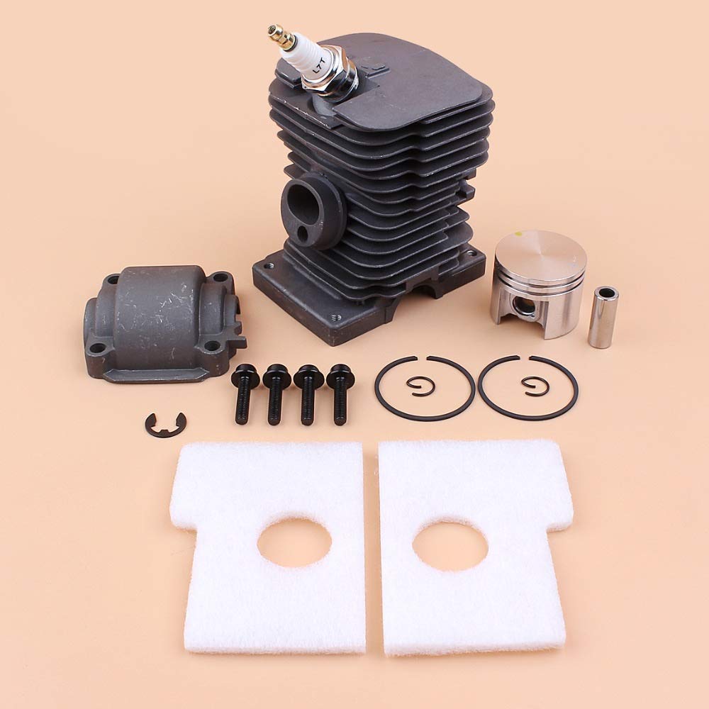 Kit de filtro de aire de tornillo de montaje en bandeja de pistón de cilindro de 38 mm compatible con repuestos de motosierra de gasolina STIHL MS180 018