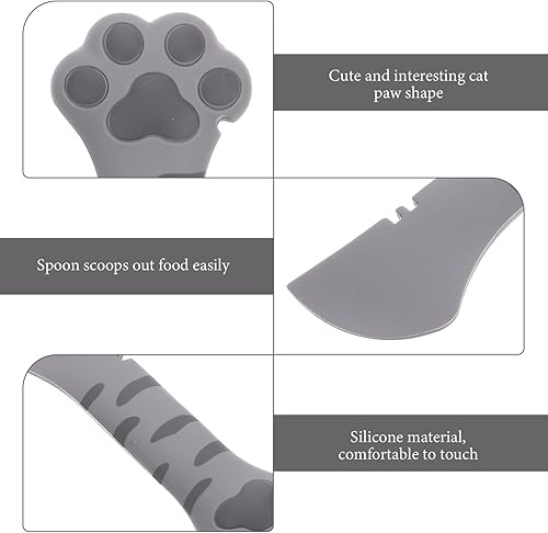 Miniatura 4 de Abrelatas para gatos, 4 piezas, accesorio de pata gris, cuchara corta de dibujos animados y hogar adorables gatos espátula alimentador de perros en