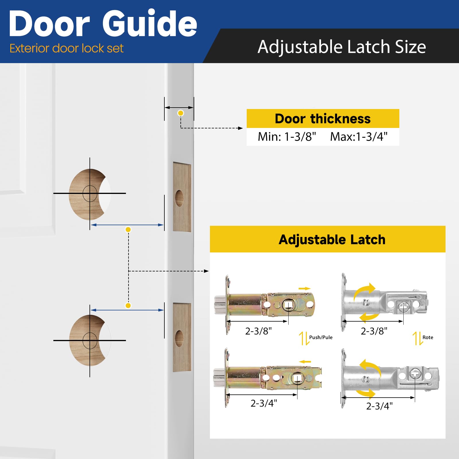 Keyed Door Lock Set - Satin Nickel Front Door Lock -3