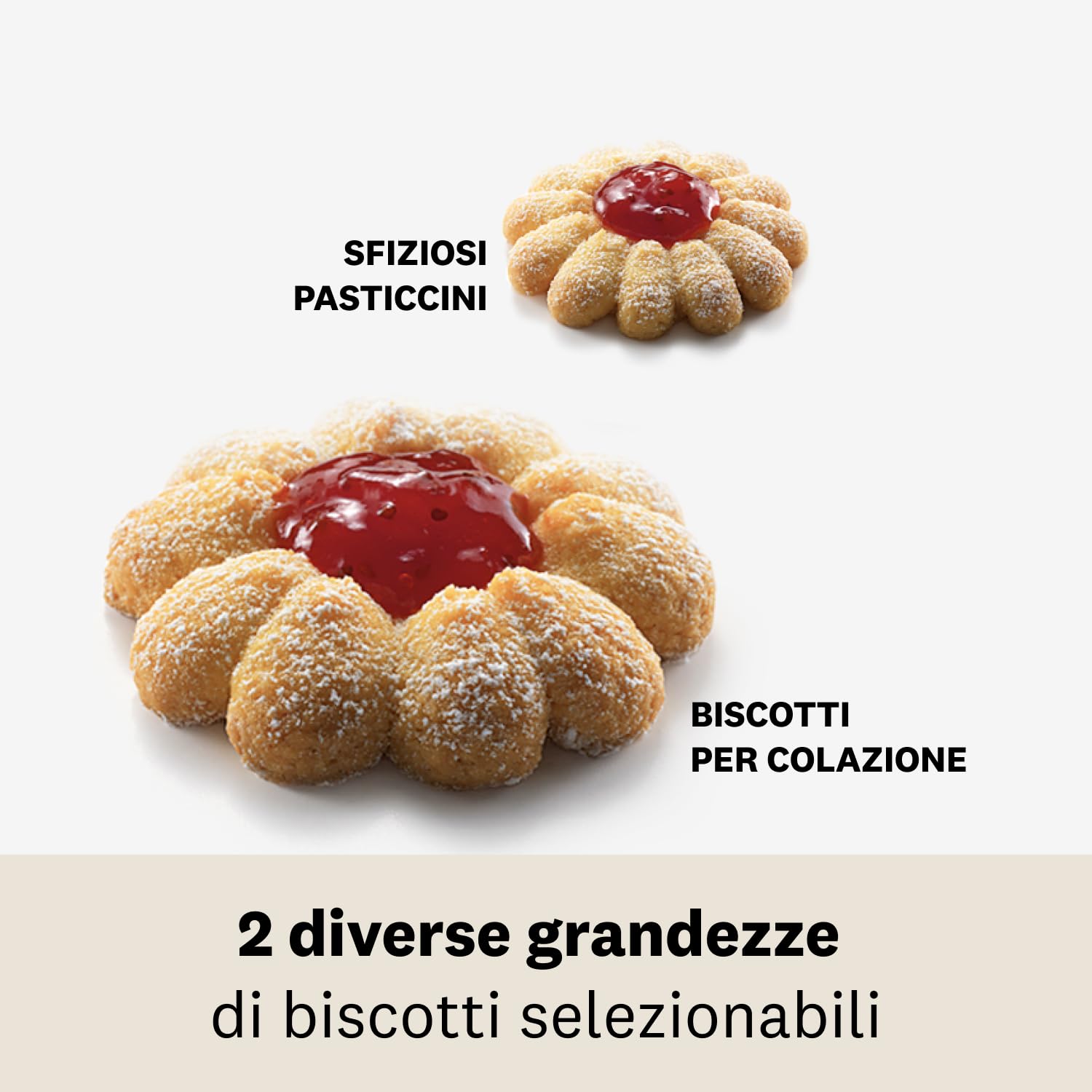 MARCATO Sparabiscotti, Macchina per Biscotti Biscuits Rossa, Alluminio Anodizzato, 20 Forme Incluse, 2 Dimensioni Possibili, 25x10x5 cm, Facile da Usare e Pulire, Linea Design, BI-DES-RSO