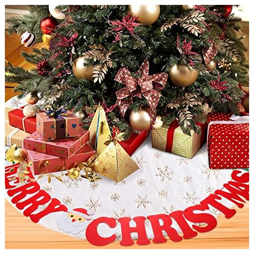 Aitsite Faldas Árbol de Navidad 122 cm /48inch Falda Decoración de Navidad Faldas Blanco Árbol Adornos Felpa