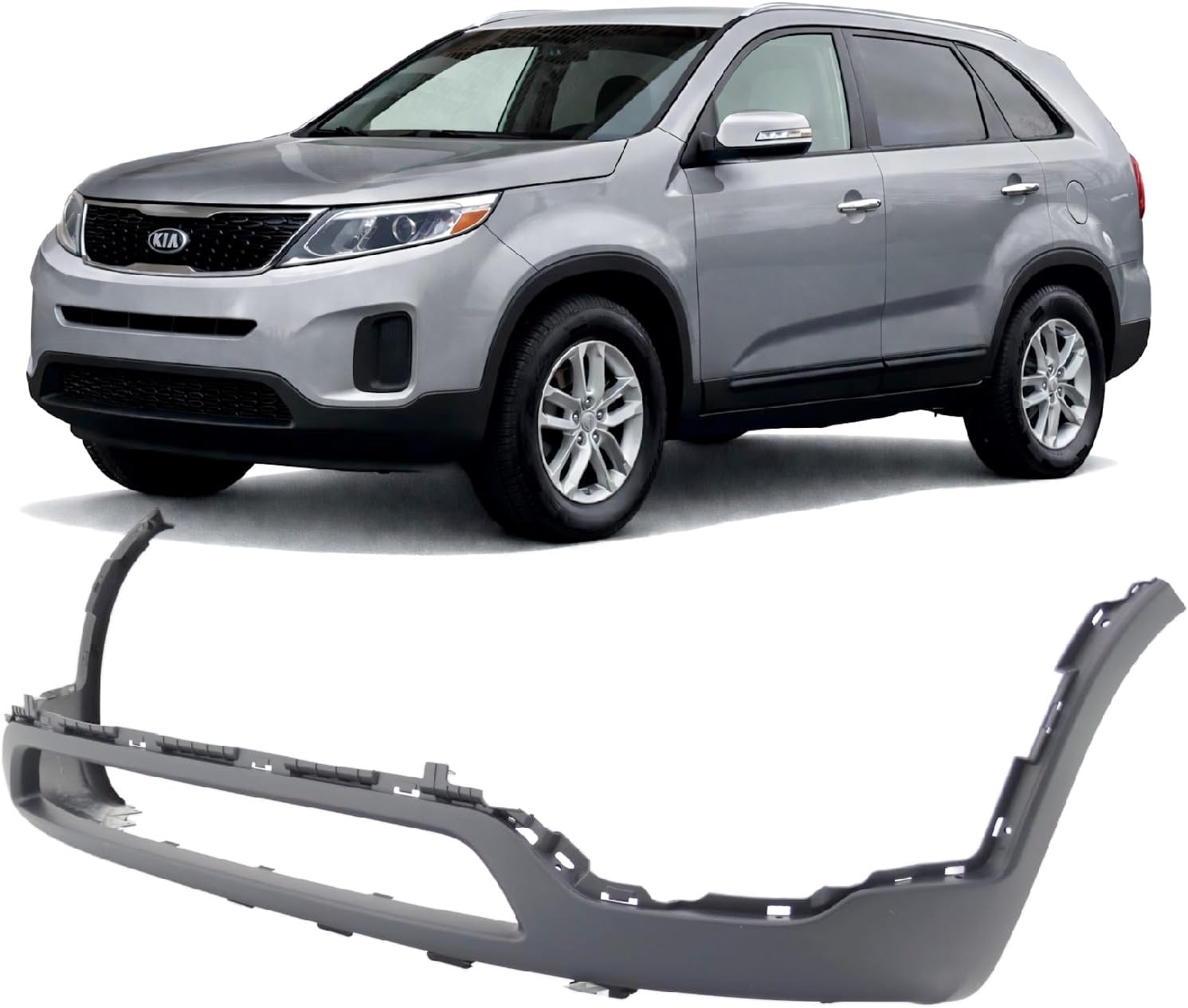 FitParts Compatible With Front Lower Bumper Cover 2014-2015 Kia Sorento EX LX Sport 14 15. New, Primed and Ready for Paint. W/o Parking Aid Sensor Holes. 865121U500 KI1015102