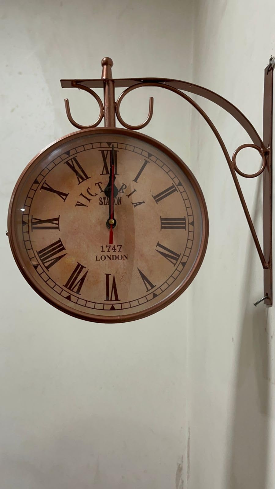Vintage Brass Wall Clock - London Station Style -7