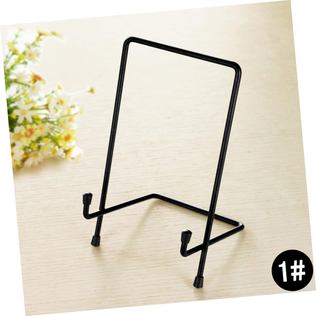 Unomor Xmas Iron Picture Frame Display Stand with Square Base Black