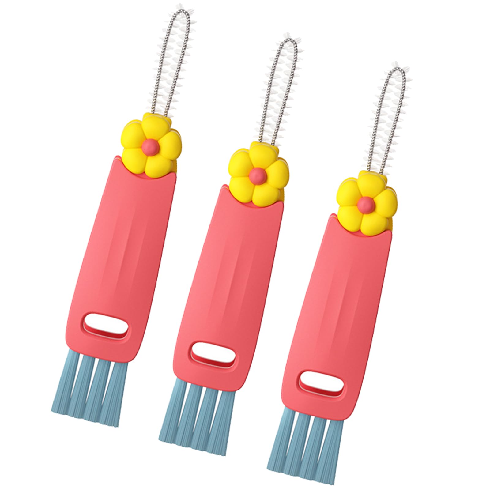 Xjdzineq Portable 3 Function Bottle Caps Scrubber with Dense Bristles for Stubborn Stain Kitchens Essential Cup Lid Scrubber