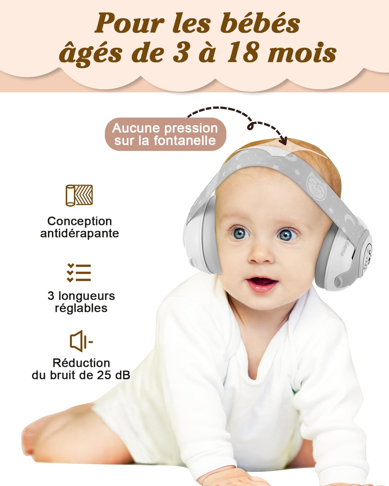 Lilian&Gema Bambino 2 in 1 Casco Anti Rumore Regolabile Casco Bambino Anti Rumore, Casco Anti Rumore Bambino per Meno di 48 Mesi, Sonno e Attività, Protezione Uditiva Per Bambini