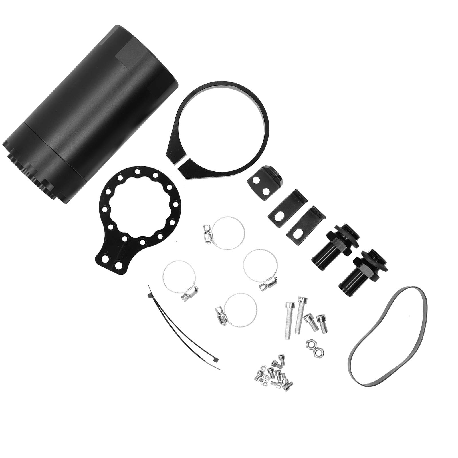 Universal Gonled Oil Catch Can Can zbiornik z akcesoriami montażowymi RSOCC020 Aluminium Aluminium Separator dla wszystkich samochodów (Czarny)