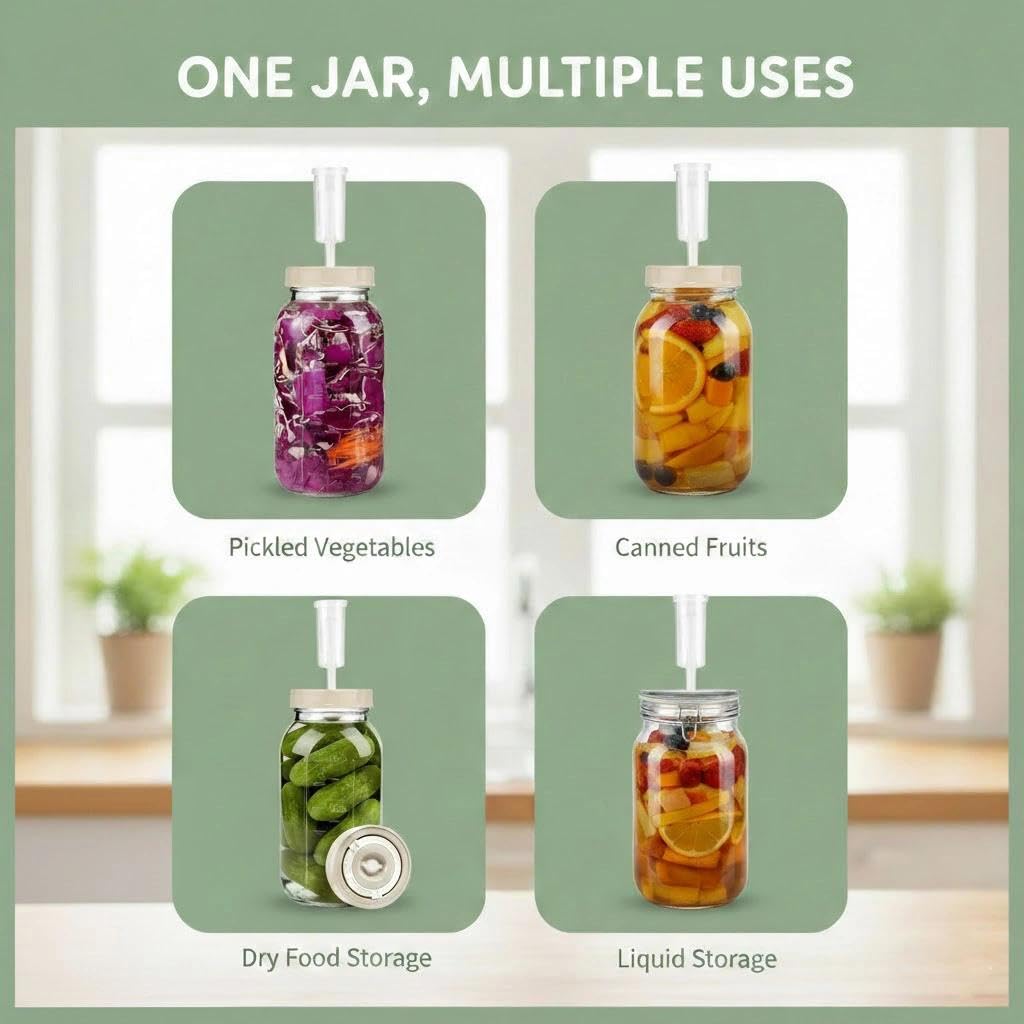 Barattolo per fermentazione, contenitore per kimchi, confezione da 2 barattoli da 2L con chiusura per fermentazione e indicatore di data, per crauti, kimchi, sottaceti e starter per pasta