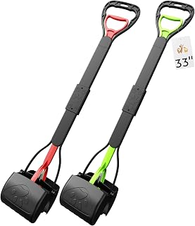 TIMINGILA 33" XL Pooper Scooper 2 Pack - No Bend Tall Handle, Heavy Duty No Touch Poop Picker for Large Small Dogs