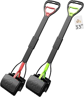33" Pooper Scooper 2 Pack, XL Tall Handle No Touch Dog Pooper Scooper for Large Small Dogs, Durable Spring & Lightweight, Large Pooper Scooper for Dogs Heavy Duty, Portable Dog Poop Pick Up Tool