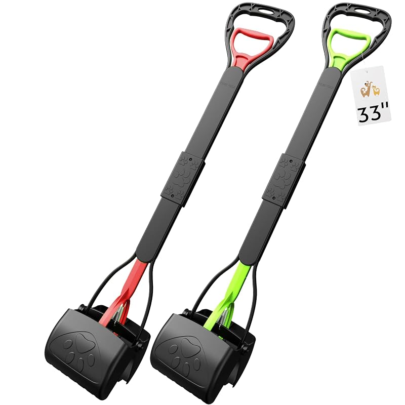 Pá coletora de fezes para cães TIMINGILA, cabo longo de 83,82 cm, plástico, 2 unidades