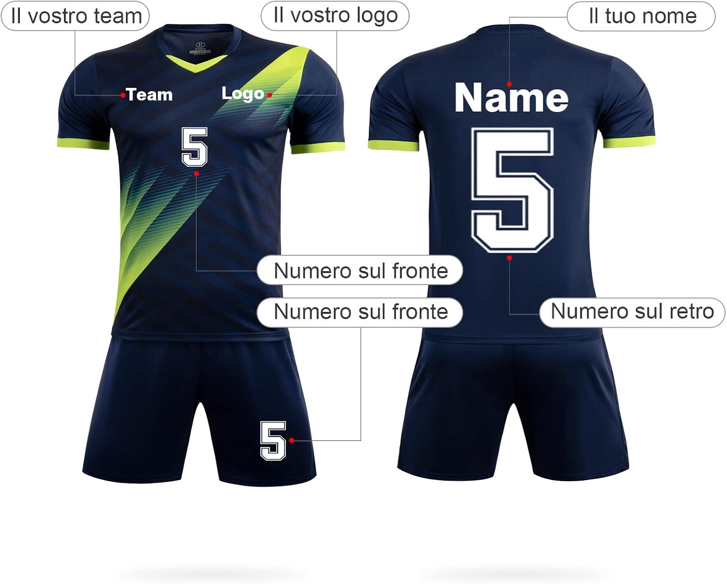 Maglie Da Calcio Personalizzate - Set Adulti E Bambini, 100% Poliestere, Lavabile A Freddo - Foto 5