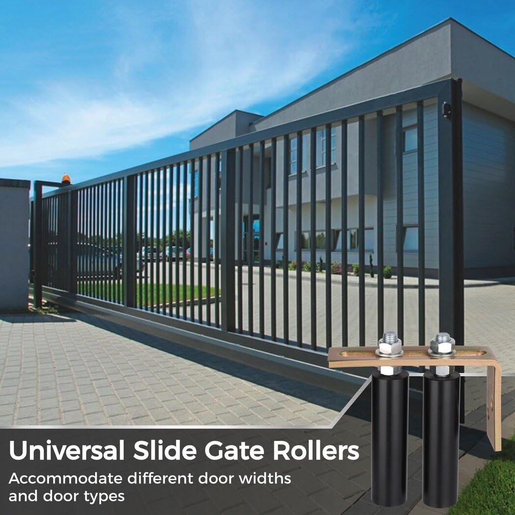 Slide Gate Guide Roller, 6" Universal Nylon Gate Roller Guide with L-Shape Bracket, Adjustable Sliding Gate Roller Support Assembly for Sliding Rolling Gates/Barn Door Guide