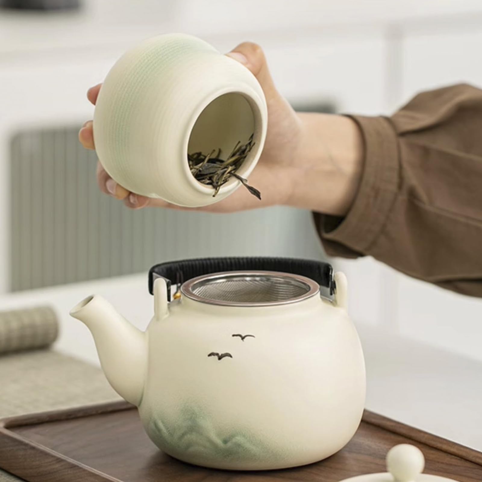 Boîte À Thé en Céramique Couvercle Hermétique Récipient De Cuisine