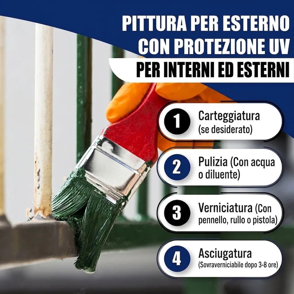 vernice antiruggine 3 in 1 satinato lilla blu RAL 4005 Viola vernice antiruggine 3 in 1 Primer, protezione dalla ruggine e finitura in un unico prodotto per ferro (10 L) Hamburger Lack-Profi