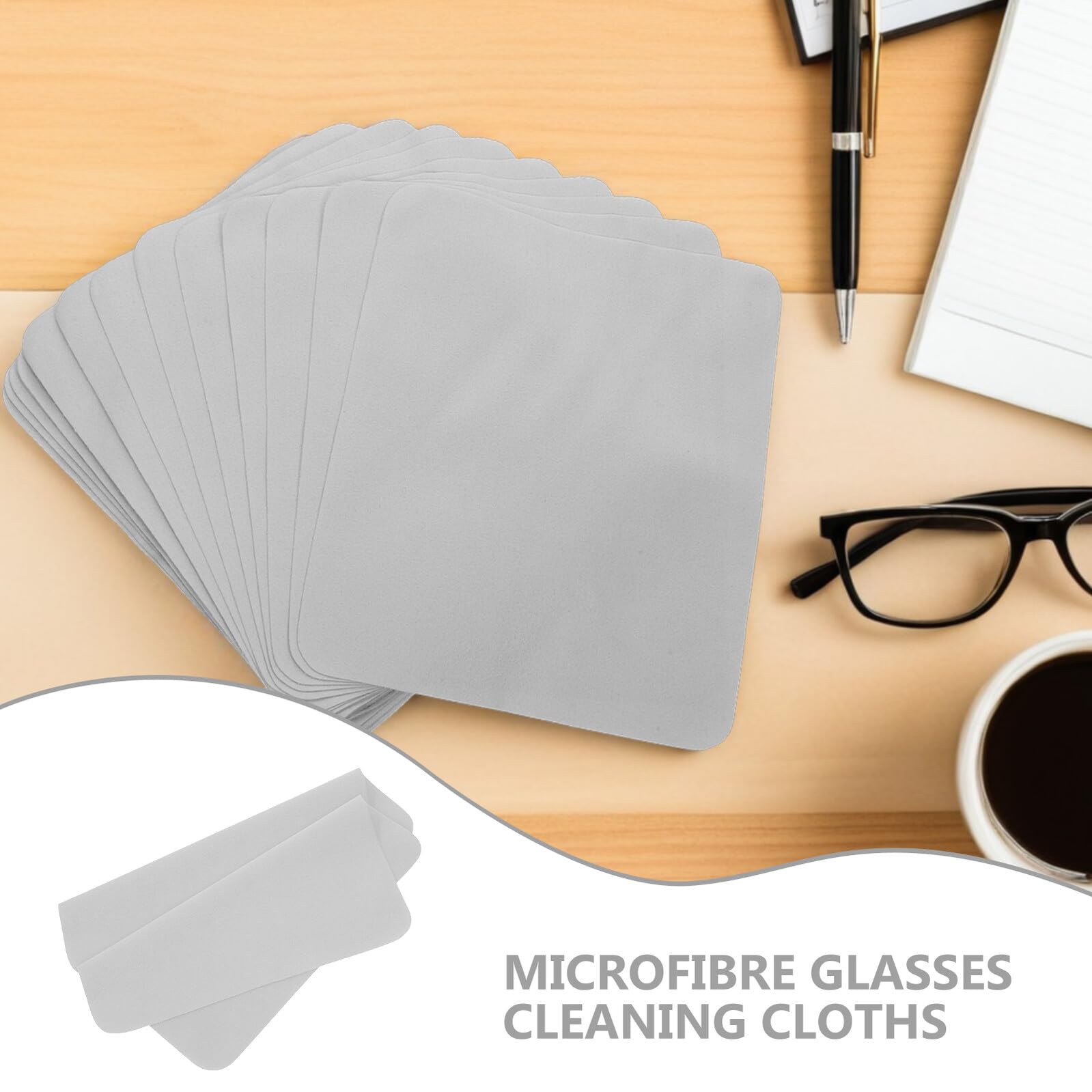 COLLBATH 100 Panni in Microfibra per la Pulizia degli Occhiali Lenti e Dispositivi Digitali Panno Ultrasottile e Riutilizzabile Colore Grigio Chiaro Dimensioni 67"X55" Adatto per