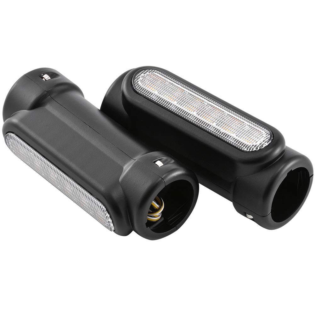 2Pcs Luci Della Barra Della Strada per Motocicletta Luci Della Guida del Motociclo Luci bianche e Indicatori di Direzione Ambra per Harley Davidson Crash Bar da 1-1/4 pollici - Nero