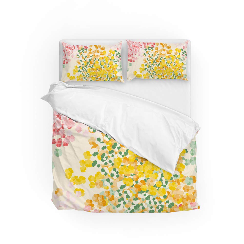 Parure de lit King size fleurie avec housse de couette et taies CHEHONG