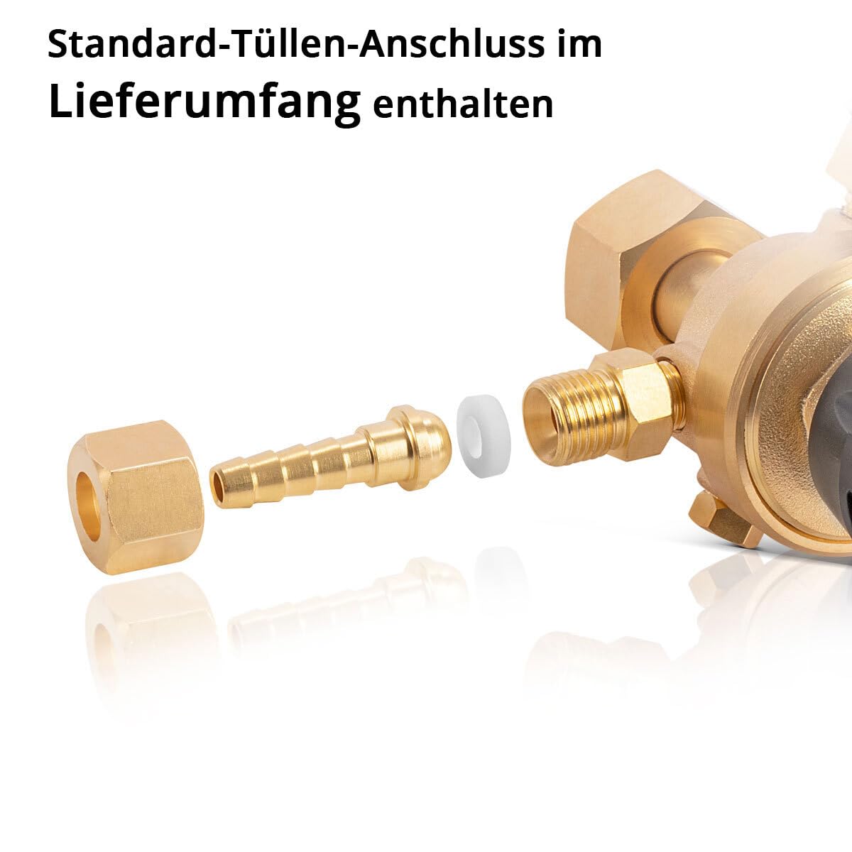 STAHLWERK Mini regulador de presión ST-215 según norma DIN EN ISO 2503 Regulador de presión hasta 200 bar de latón de alta calidad para Argón | CO2 | Mix 18 | gas de protección