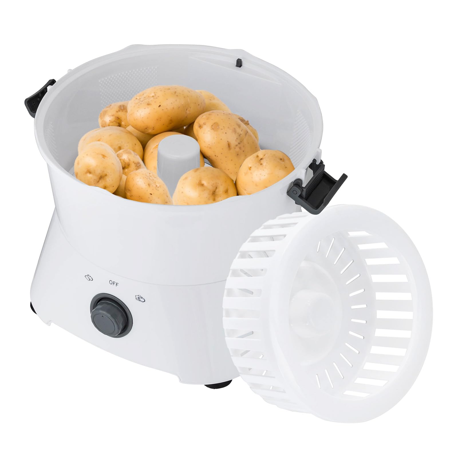 Peladora de patatas eléctrica 85 W Pelador de patatas profesional con cubierta transparente, cuchillas de acero inoxidable, gran capacidad para cocinas y restaurantes