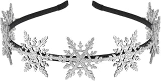 LALAFINA Snowflake Headband Christmas Snowflake Headwear Glitter Snowflake Hair Hoop Xmas Snowflake Headdress for Women Girls, Silver 1