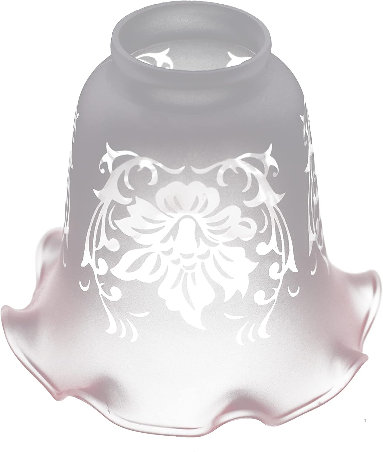 Upgradelights White with Pink Tip Floral Frosted Glass Lamp Shade