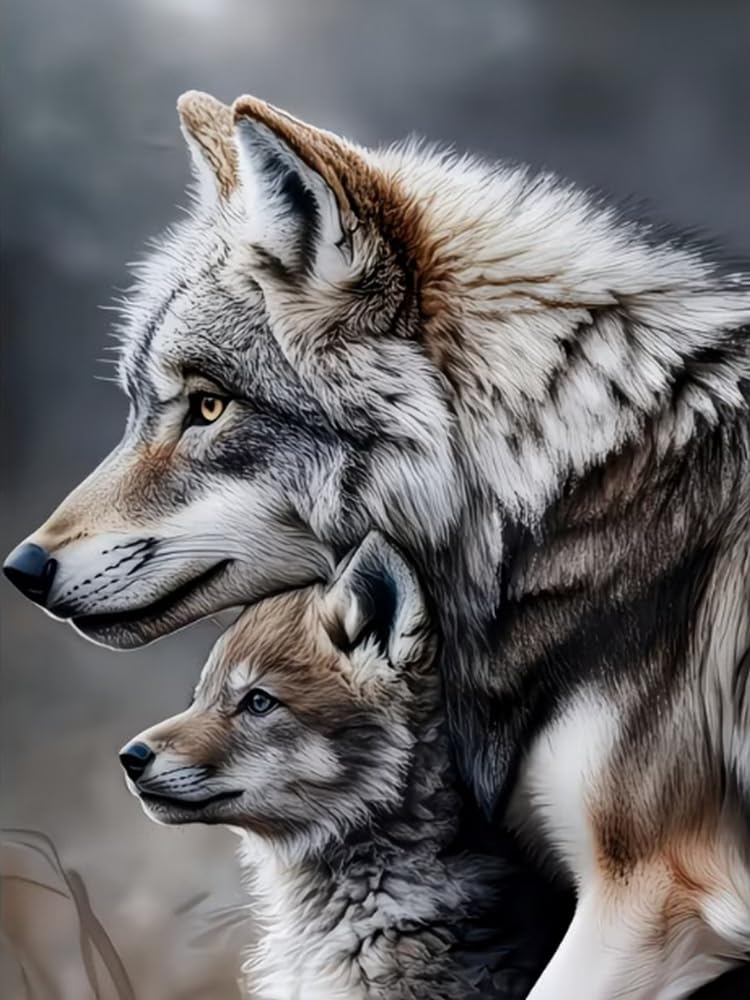 Brennora Cross Stitch Kits for Adults Wolf 11CT Pre-Printed Stamped Embroidery Kit DIY Handmade Home Wall Décor 40x50 cm