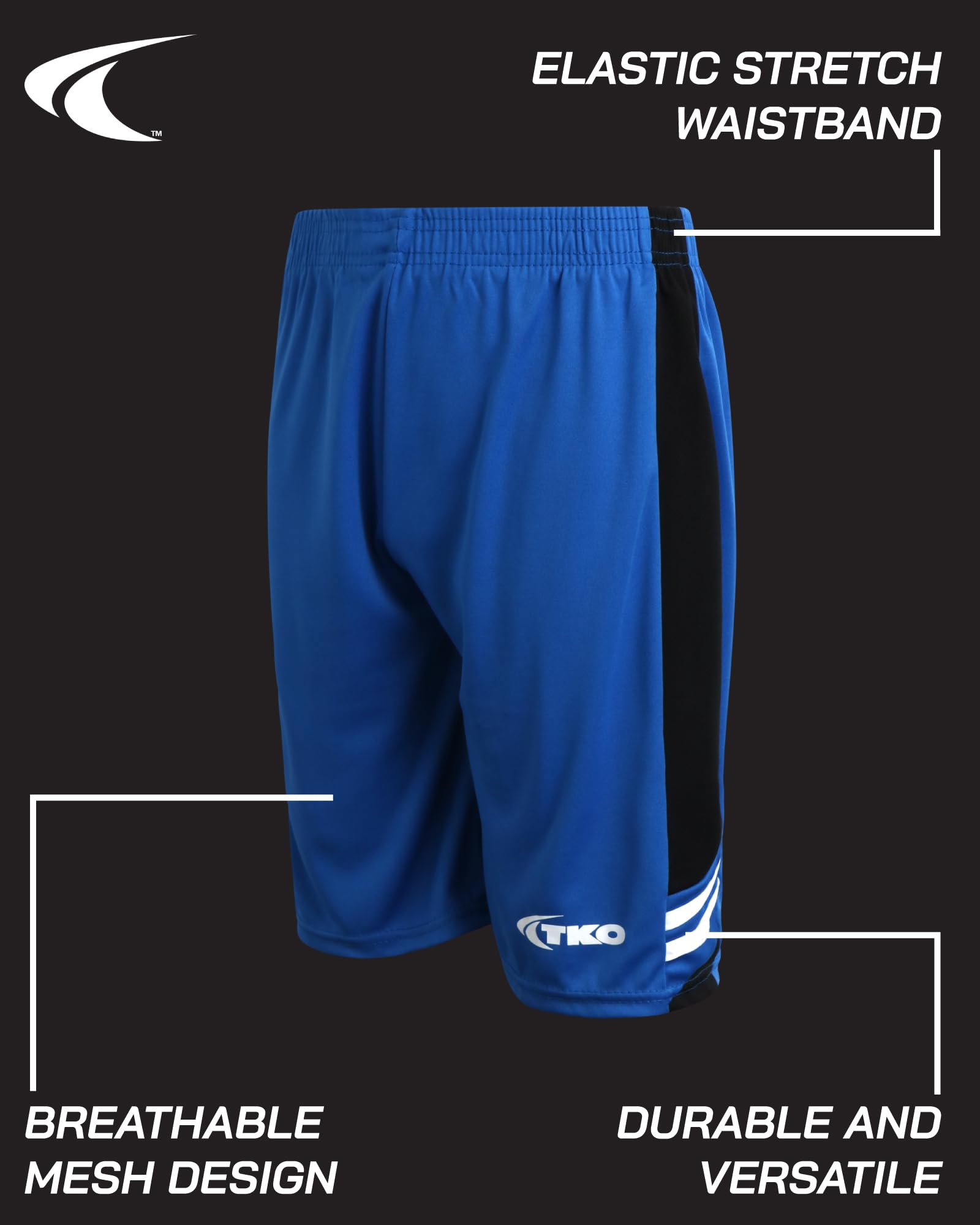 TKO Boys' 6-Pack Active Performance Mesh Basketball Shorts - Quick Dry Boys Athletic Shorts (8-16), Size 14-16, Mesh Panel Assortment