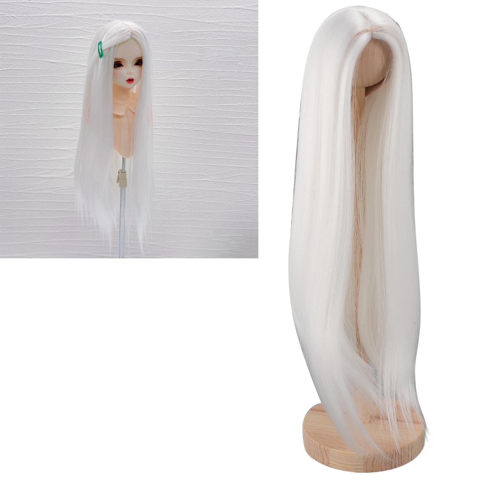 Capelli per Bambola BJD, Morbidi Capelli di Seta Ad Alta Temperatura Estensioni dei Capelli Sintetici Bambola Parrucca Fai da Te per Bambola da 7 a 8 Pollici (WHITE)