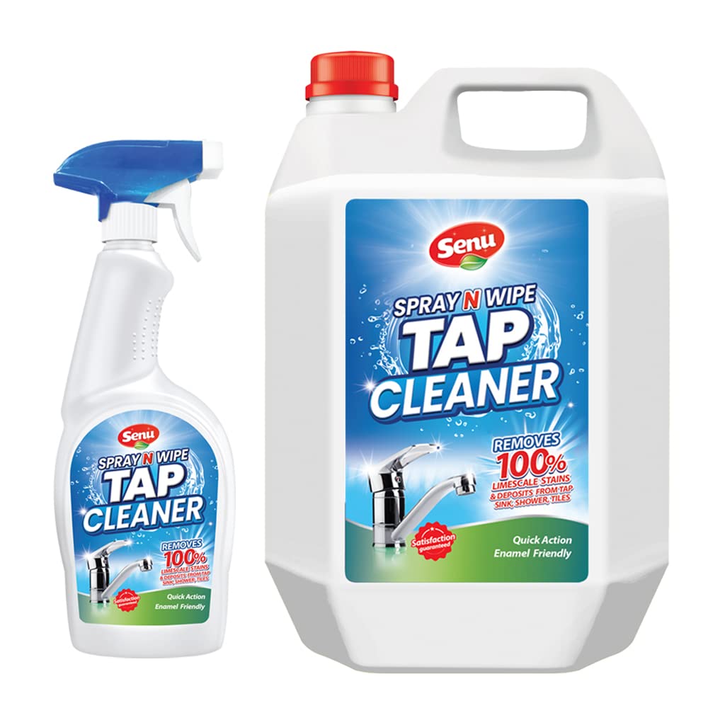 Senu Spray N Wipe Tap Cleaner for Bathroom, Kitchen, Shower, Sink, Faucet and Removes Limescale and Hard Water Spot, Soap Scum, Water Stains, Rust and Oxidation and Scaling, QTY: 5000ML + 600ml (B0BJ2XQL9D) Amazon Price History, Amazon Price Tracker