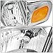 Auto Dynasty Headlights Assembly Compatible with 1997-2005 Venture Silhouette Montana Trans Sport, 4Pcs Driver Passenger Side Halogen Headlamps Replacement w/Corner Lamps, Chrome Housing Amber Corner