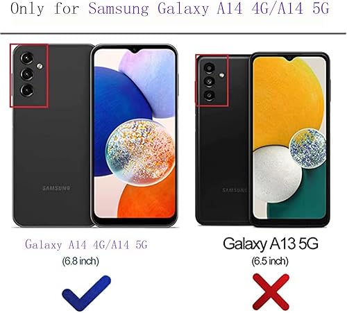 Miniatura 2 de B-wishy Para Samsung Galaxy A14 5GA14 4G Glitter Crystal Butterfly Heart Floral Slim TPU Luxury Bling Cute Funda protectora con función atril y