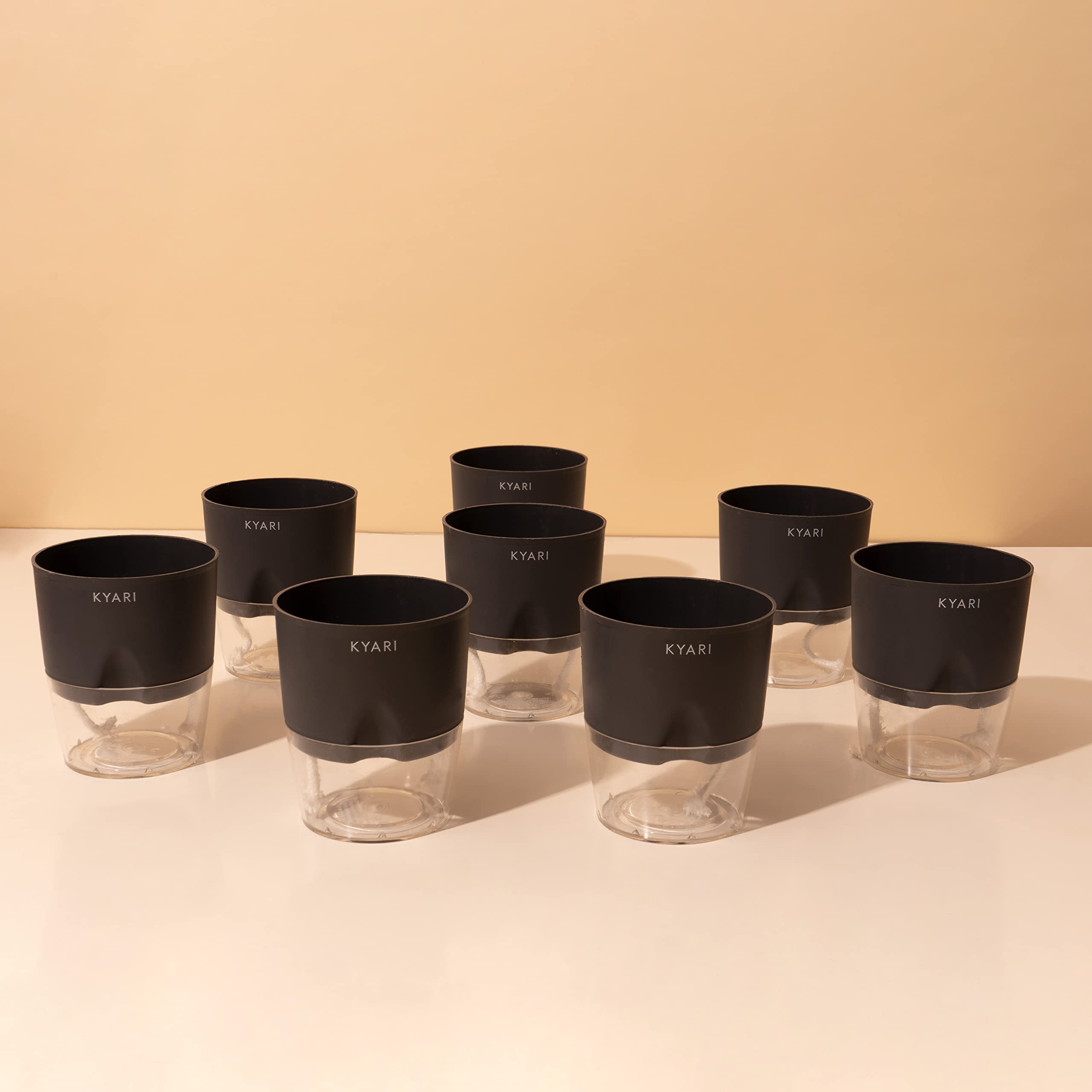 KYARI Combo of 8 Grey Self-Watering Pots for indoor plants, Best Flower Pots & Planters for Home Decor, Living Room, Kitchen, Bedroom, Table Top, Office, Gifting | Plants not included (B0BTVXP2S7) Amazon Price History, Amazon Price Tracker