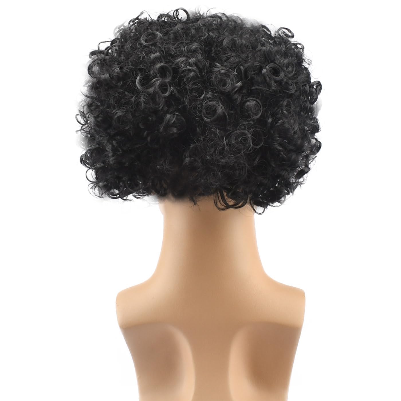 Unisex Short Fluffy Afro Wigs-Women Men Kinky Curly Disco Hippie Wig for Costume Cosplay Halloween Christmas Party (Black) - Image 4